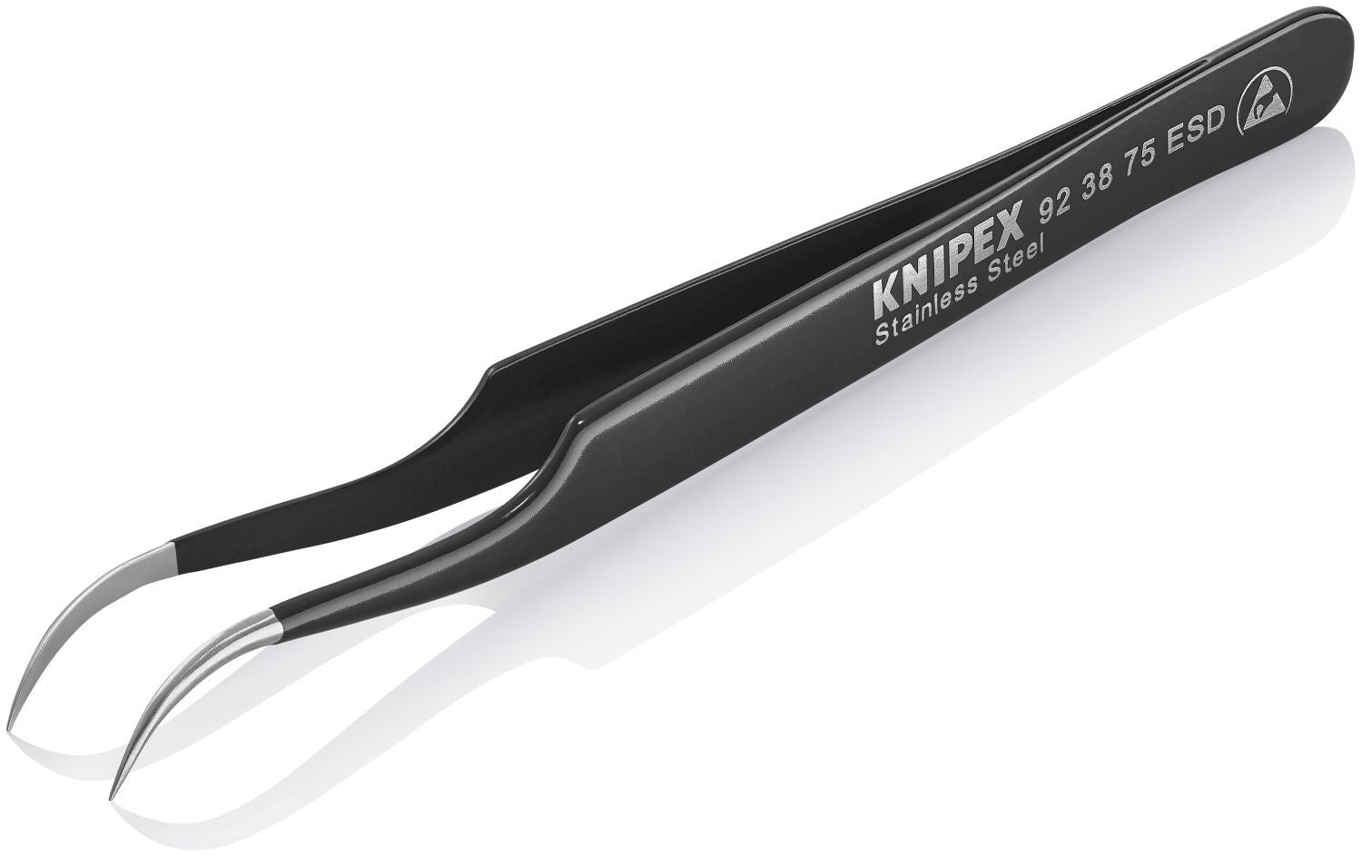 Knipex 92 38 75 ESD Stainless Steel Gripping Tweezers-Needle-Point Tips-ESD
