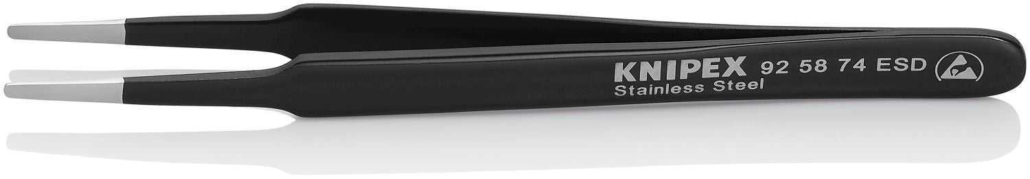 Knipex 92 58 74 ESD Stainless Steel Gripping Tweezers-Blunt Tips-ESD