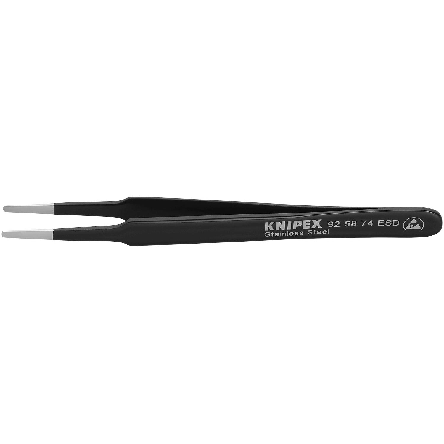 Knipex 92 58 74 ESD Stainless Steel Gripping Tweezers-Blunt Tips-ESD