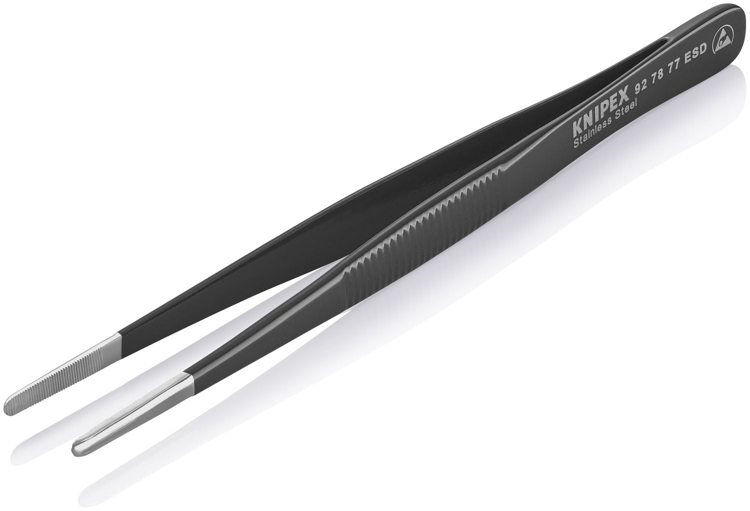 Knipex 92 78 77 ESD Stainless Steel Gripping Tweezers Blunt Tips-ESD
