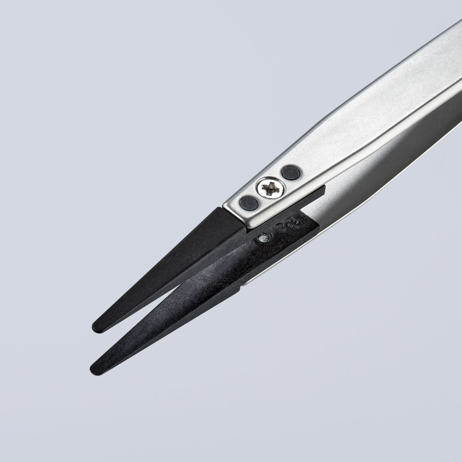 Knipex 92 81 01 Premium Stainless Steel Gripping Tweezers-Replaceable Tips