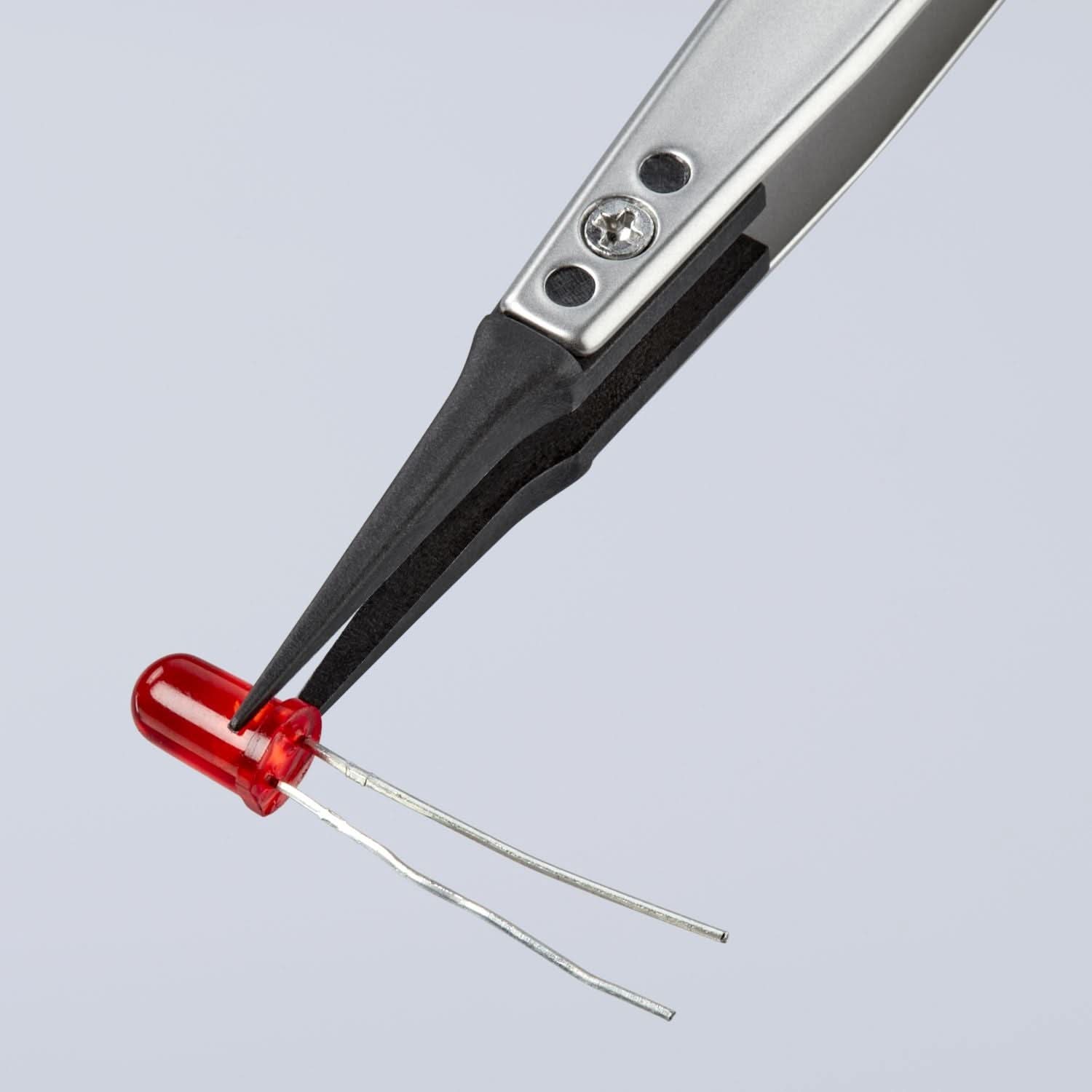 Knipex 92 81 02 Premium Stainless Steel Gripping Tweezers-Pointed Tips