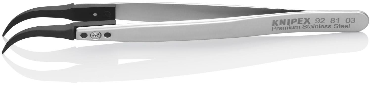 Knipex 92 81 03 Premium Stainless Steel Gripping Tweezers-60&deg;Angled-Pointed Tips