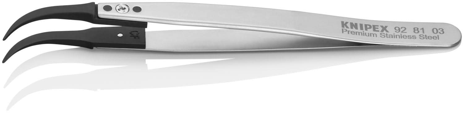 Knipex 92 81 03 Premium Stainless Steel Gripping Tweezers-60&deg;Angled-Pointed Tips