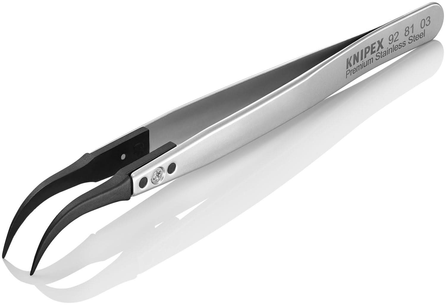 Knipex 92 81 03 Premium Stainless Steel Gripping Tweezers-60&deg;Angled-Pointed Tips