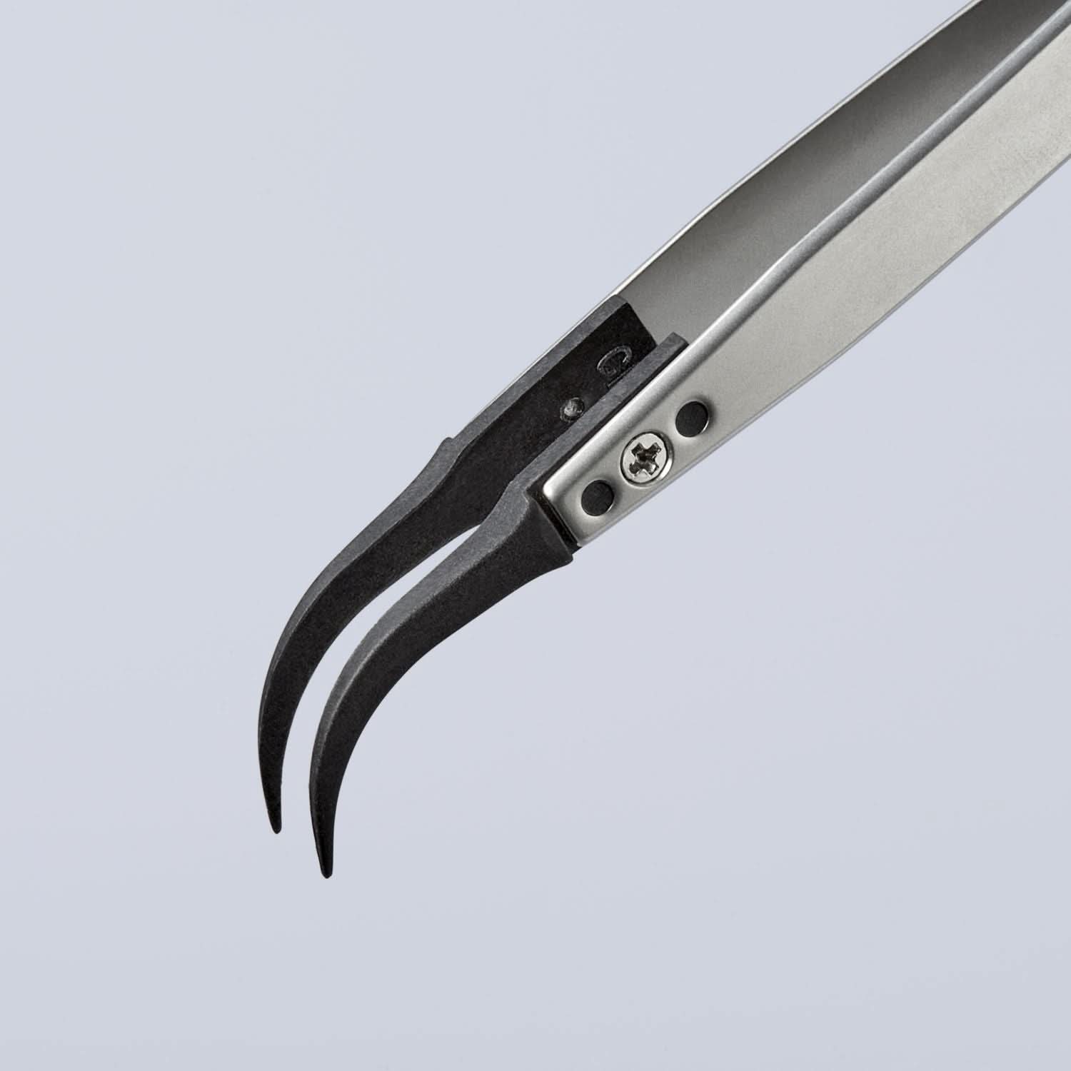 Knipex 92 81 03 Premium Stainless Steel Gripping Tweezers-60&deg;Angled-Pointed Tips