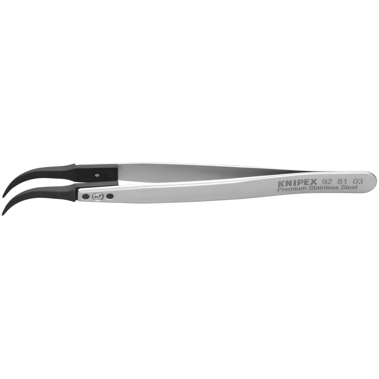 Knipex 92 81 03 Premium Stainless Steel Gripping Tweezers-60&deg;Angled-Pointed Tips