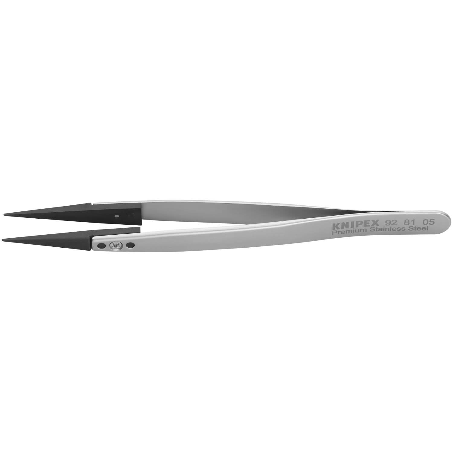 Knipex 92 81 05 Premium Stainless Steel Gripping Tweezers-Pointed Tips