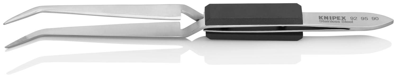 Knipex 92 95 90 Stainless Steel Gripping Cross-Over Tweezers-40&deg;Angled-Blunt Tips
