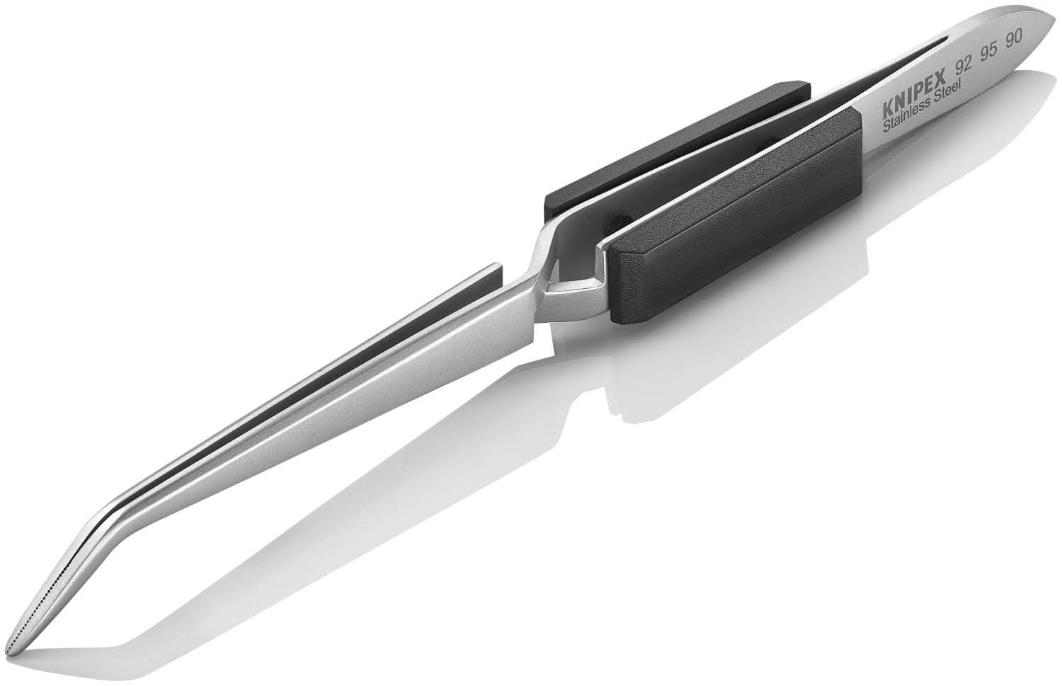 Knipex 92 95 90 Stainless Steel Gripping Cross-Over Tweezers-40&deg;Angled-Blunt Tips