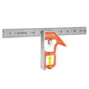 Klein Tools 93512CS 12-inch combination square with orange cast-zinc body and stainless steel blade