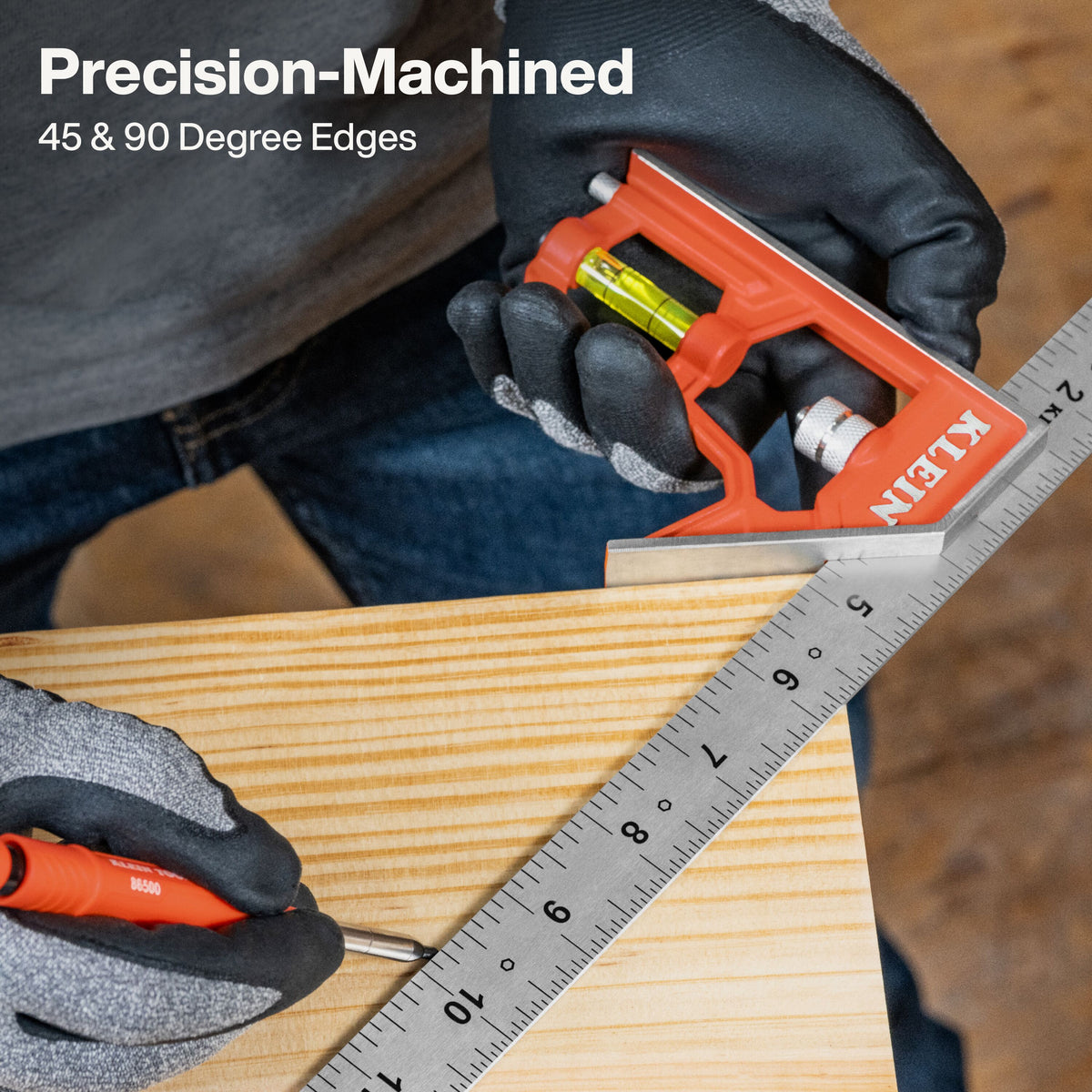 Klein Tools 93512CS combination square precision-machined 45 and 90-degree edges