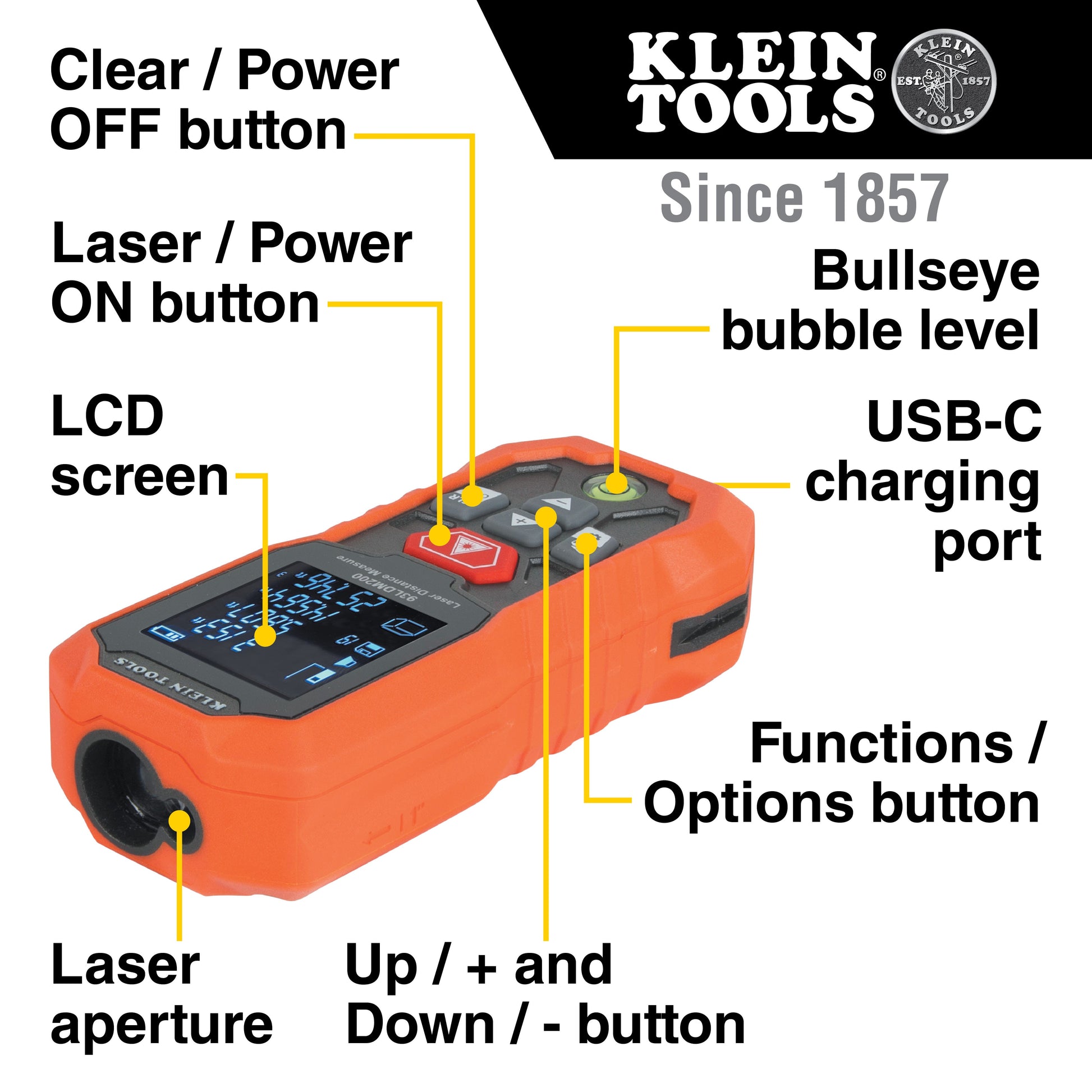 Klein Tools 93LDM200 Laser Distance Measure, 200 ft.