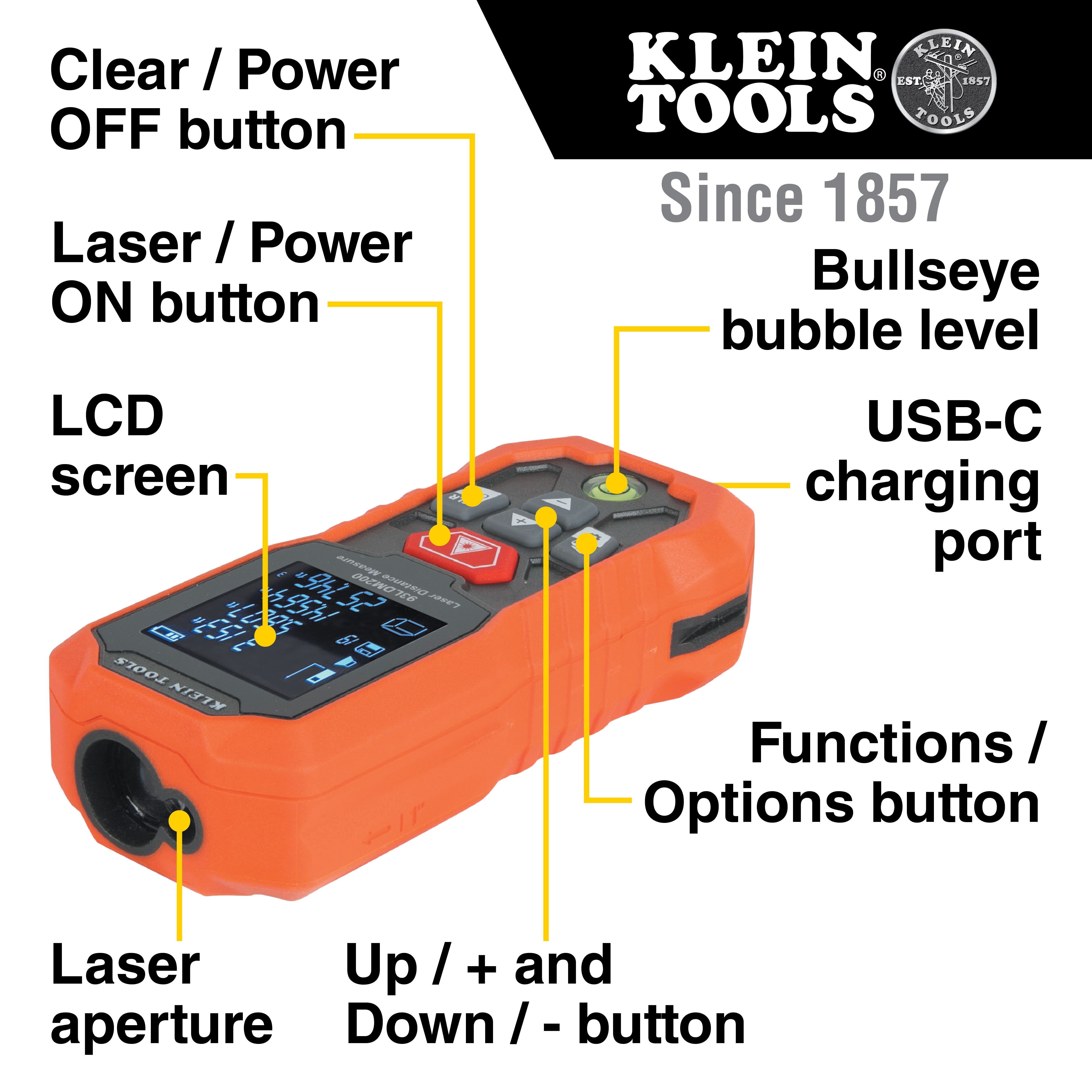 Klein Tools 93LDM200 Laser Distance Measure, 200 ft.