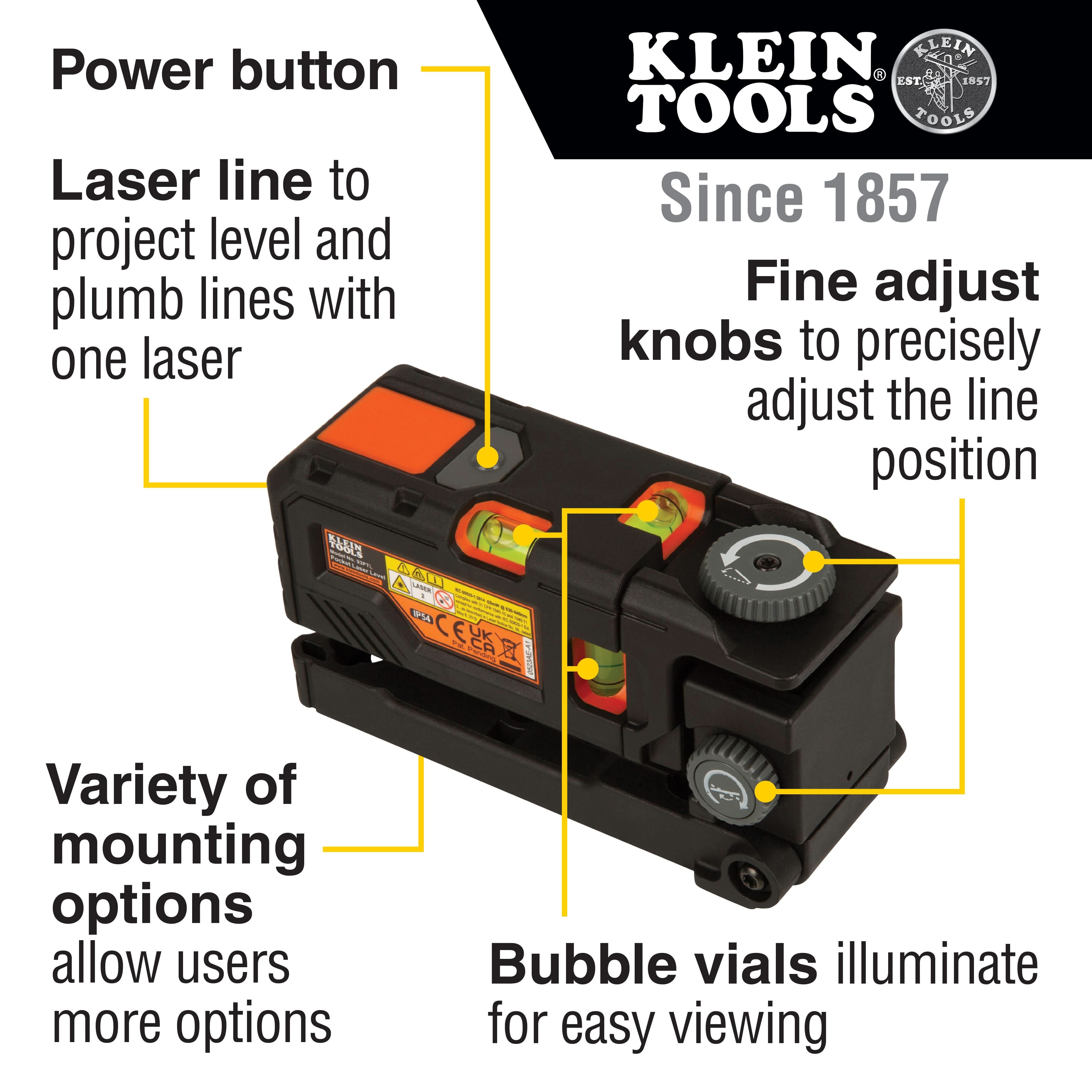 Klein Tools 93PTL Red Pocket Laser Level – Tool Nut
