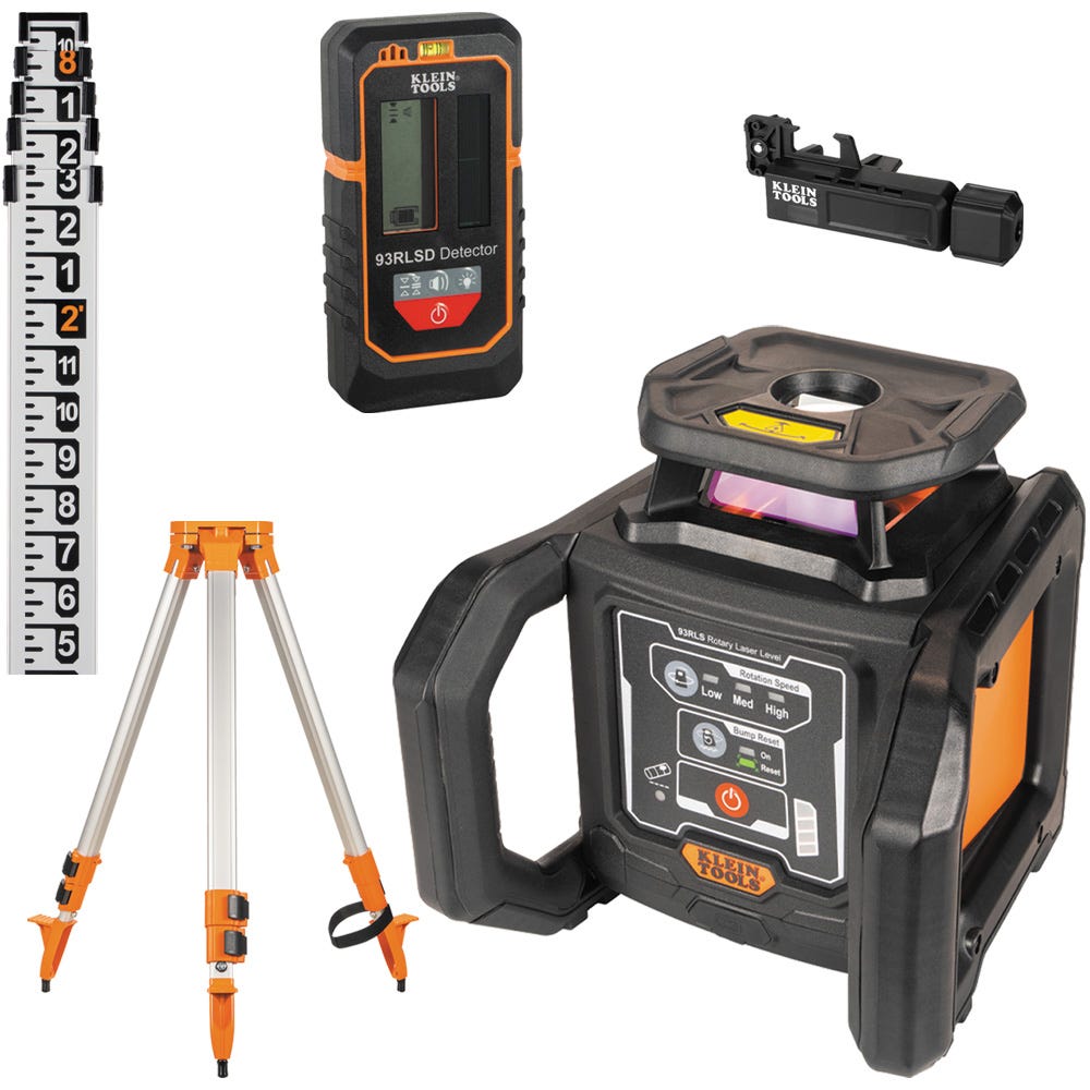 Klein 93RLS Green Rotary Laser Level, Self-Leveling with Plumb Spot and Tripod