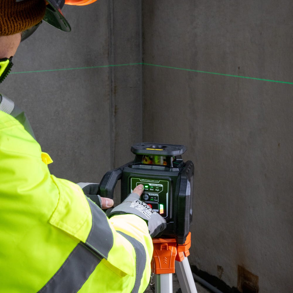 Klein 93RLS Green Rotary Laser Level, Self-Leveling with Plumb Spot and Tripod