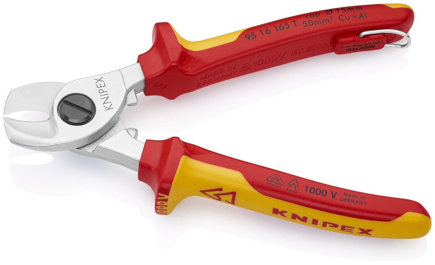Knipex 95 16 165 T Cable Shears-1000V Insulated, Tethered Attachment