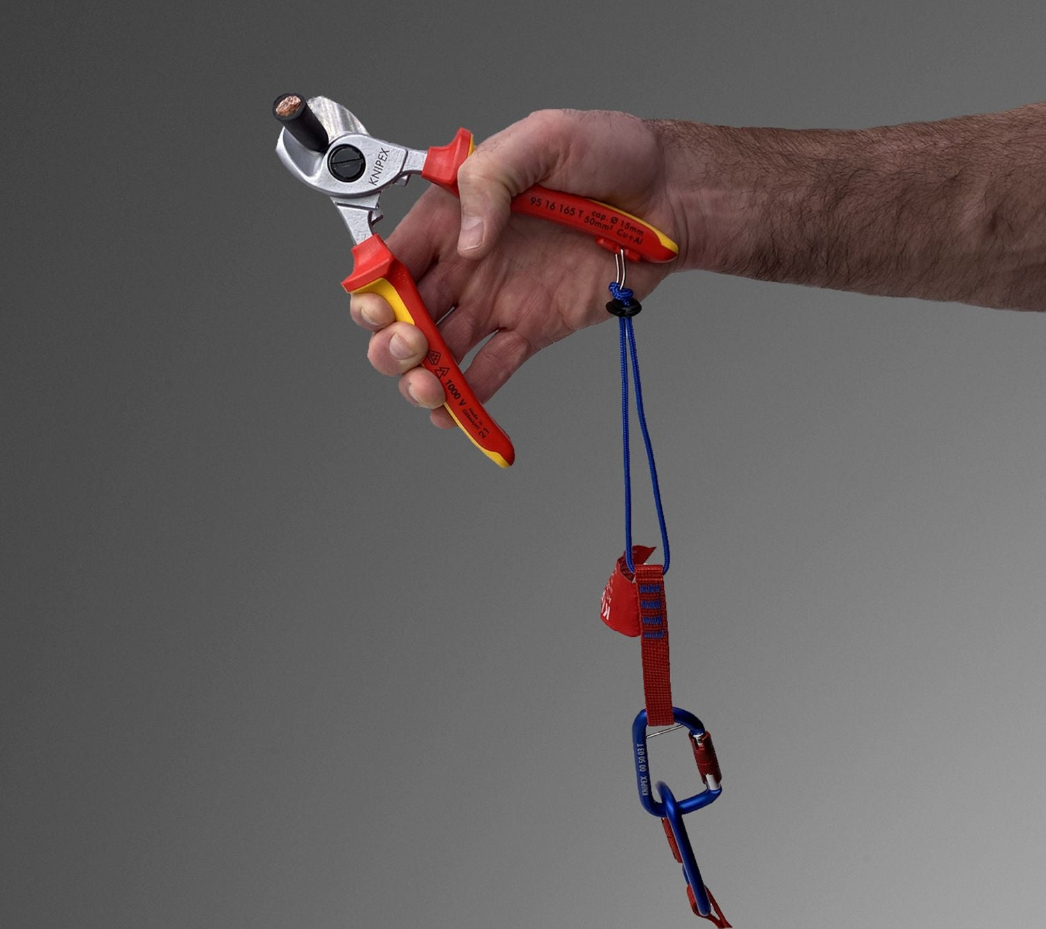Knipex 95 16 165 T Cable Shears-1000V Insulated, Tethered Attachment