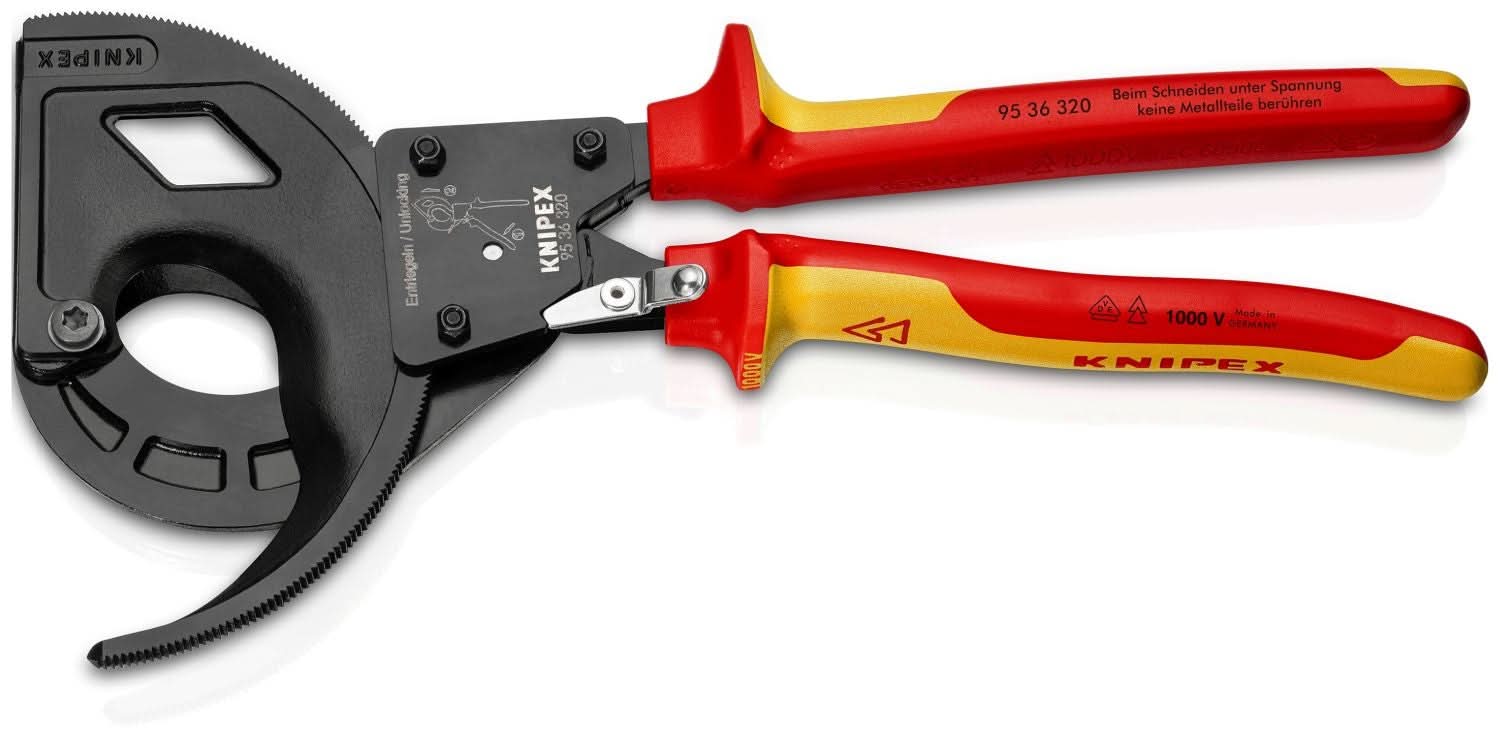 Knipex 95 36 320 3 Stage Ratcheting Drive Cable Cutter-1000V Insulated