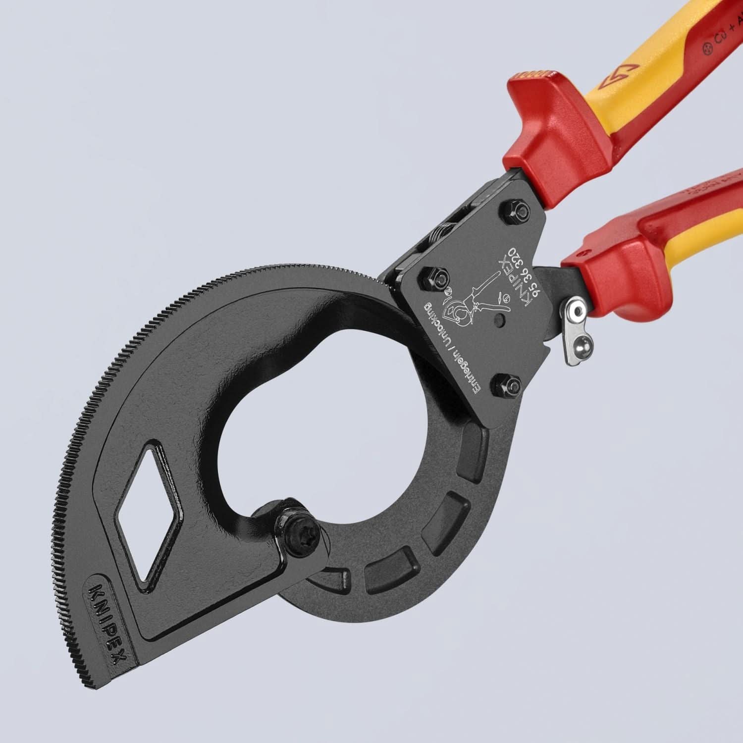 Knipex 95 36 320 3 Stage Ratcheting Drive Cable Cutter-1000V Insulated