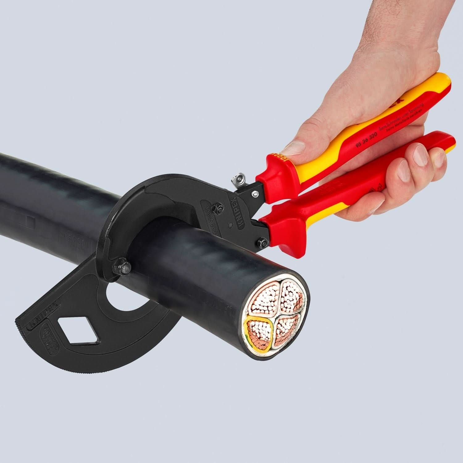 Knipex 95 36 320 3 Stage Ratcheting Drive Cable Cutter-1000V Insulated
