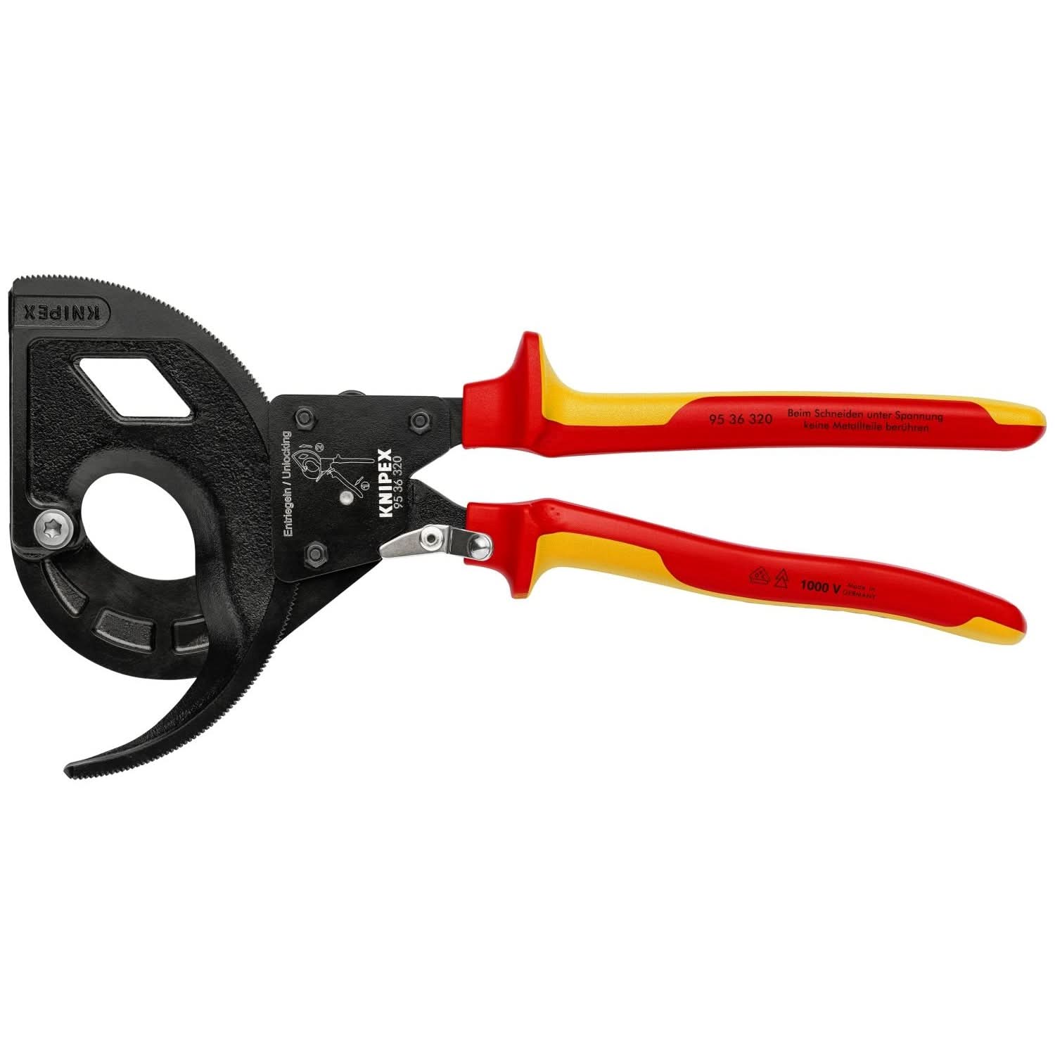 Knipex 95 36 320 3 Stage Ratcheting Drive Cable Cutter-1000V Insulated