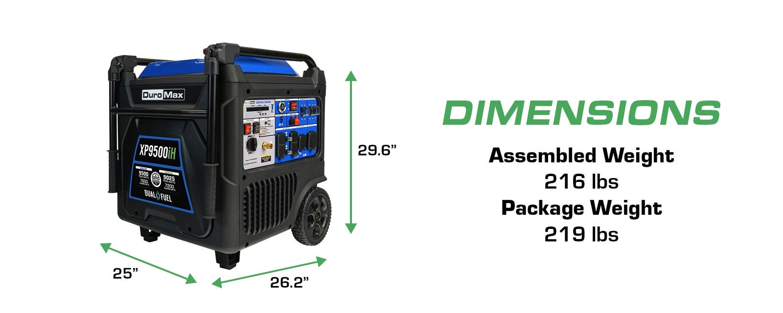 Duromax XP9500iH Portable Dual Fuel Inverter 9,500-Watt Generator w/ CO Alert