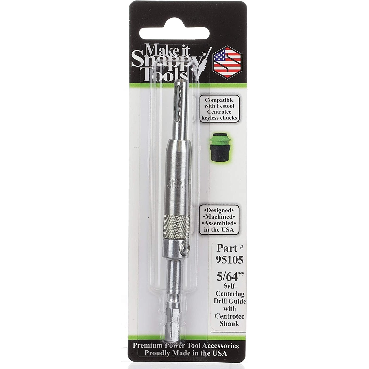 Snappy Tools 95105 Self-Centering Hinge Bit with Festool Centrotec Shank, 5/64"