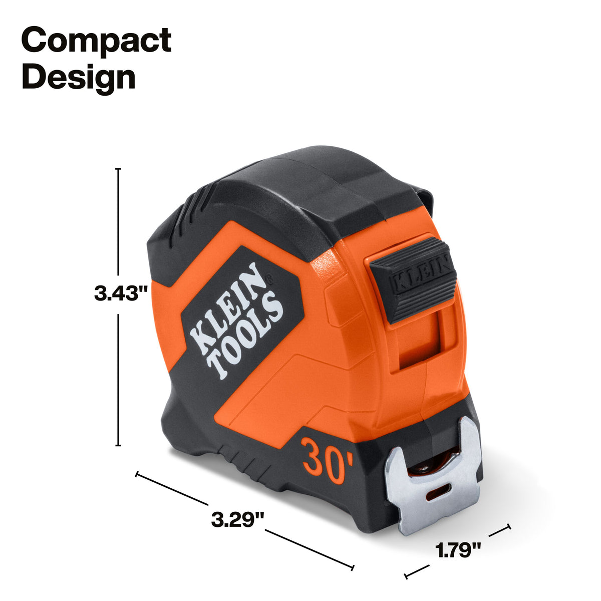Klein Tools 9530 compact tape measure lightweight case sized for all-day carry and tool bag storage