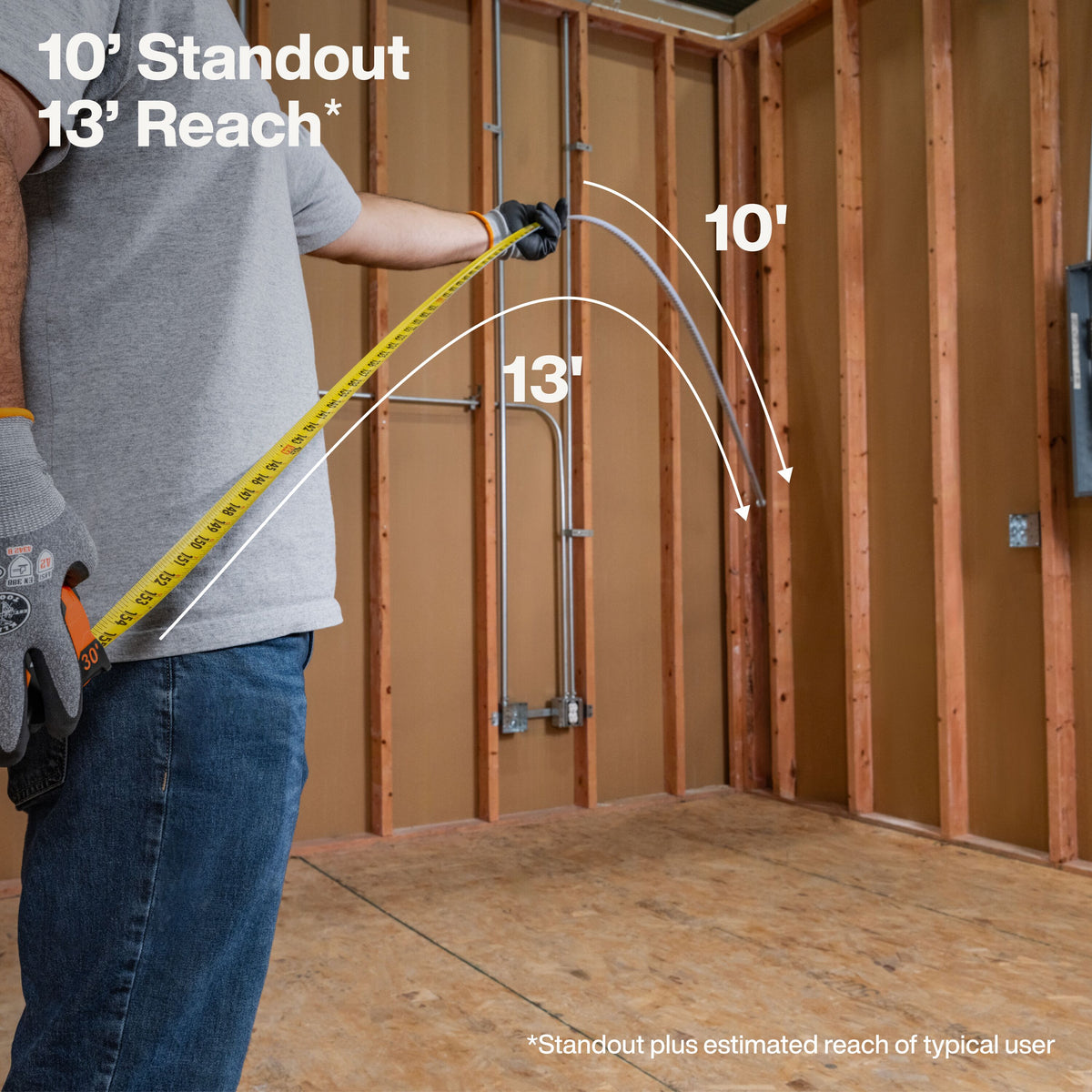 Klein Tools 9530 tape measure 10-foot standout and 13-foot reach