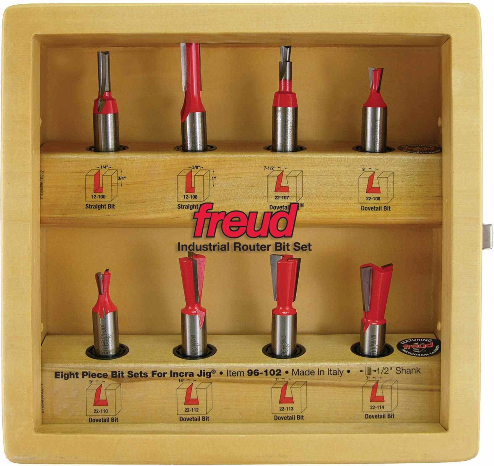 Freud 96-102 8 Piece Router Bit Sets for Incra Jig