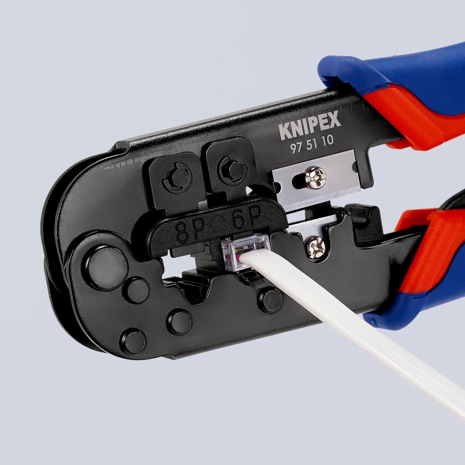Knipex 97 51 10 Crimping Pliers-For 6 and 8 Pole Western Plug Type