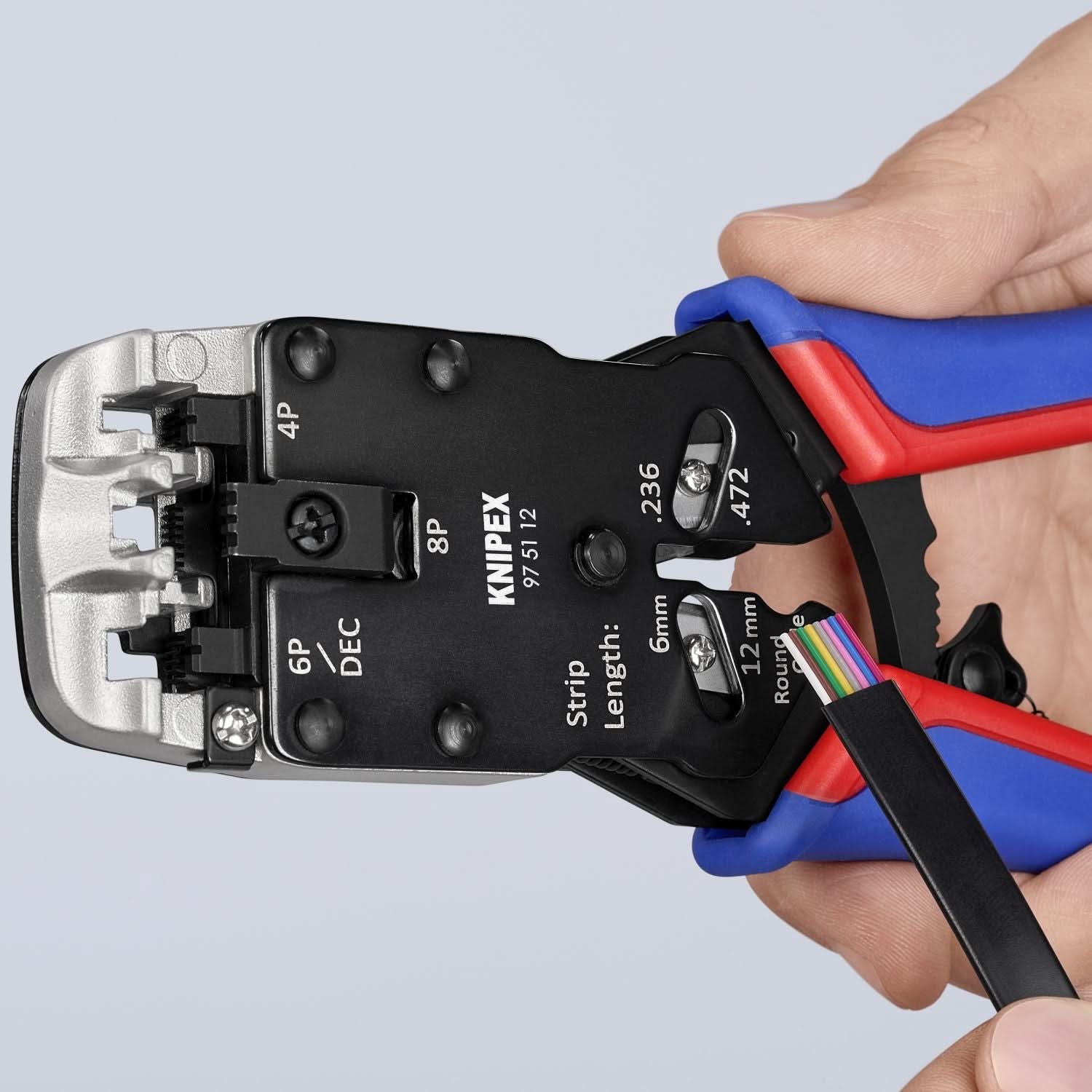 Knipex 97 51 12 Crimping Pliers-For 4, 6 and 8 Pole Western Plug Type