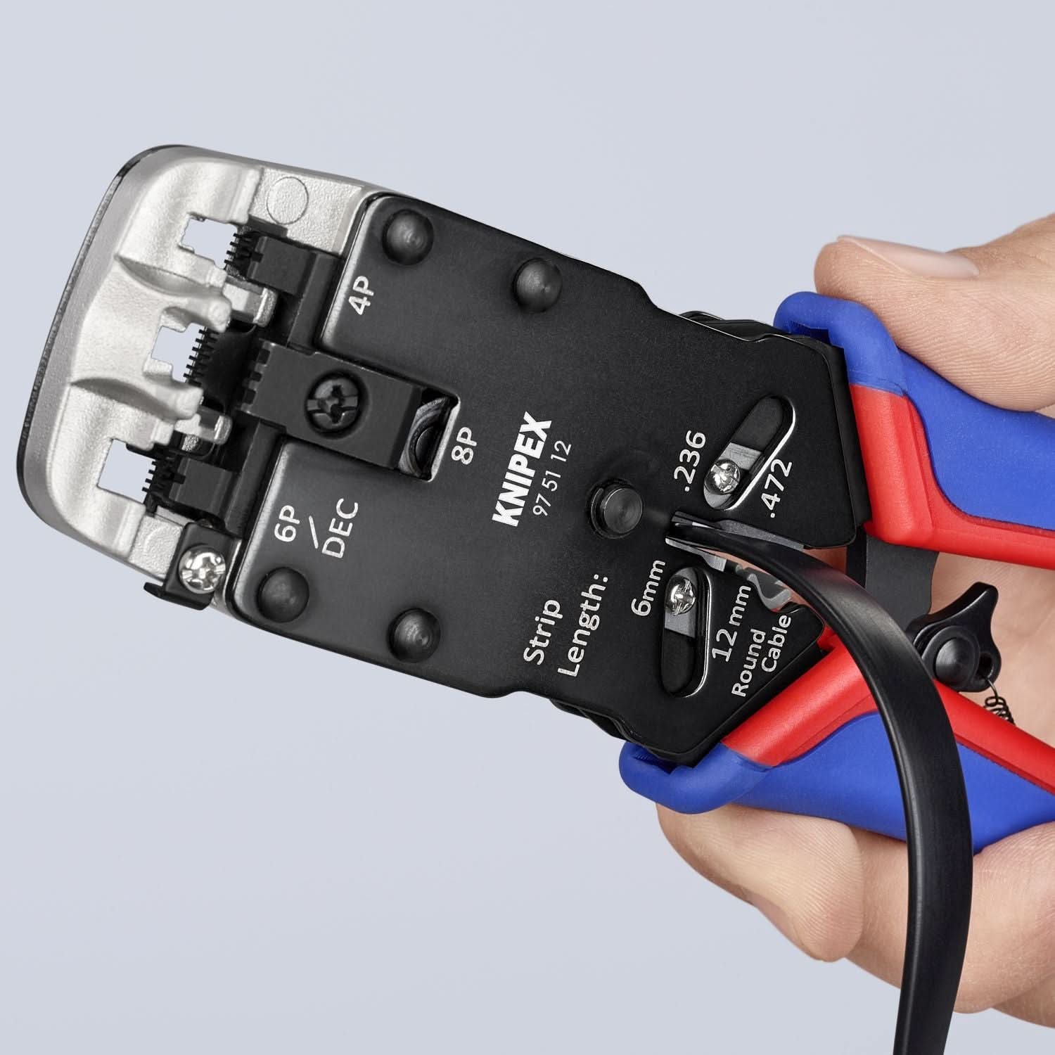 Knipex 97 51 12 Crimping Pliers-For 4, 6 and 8 Pole Western Plug Type