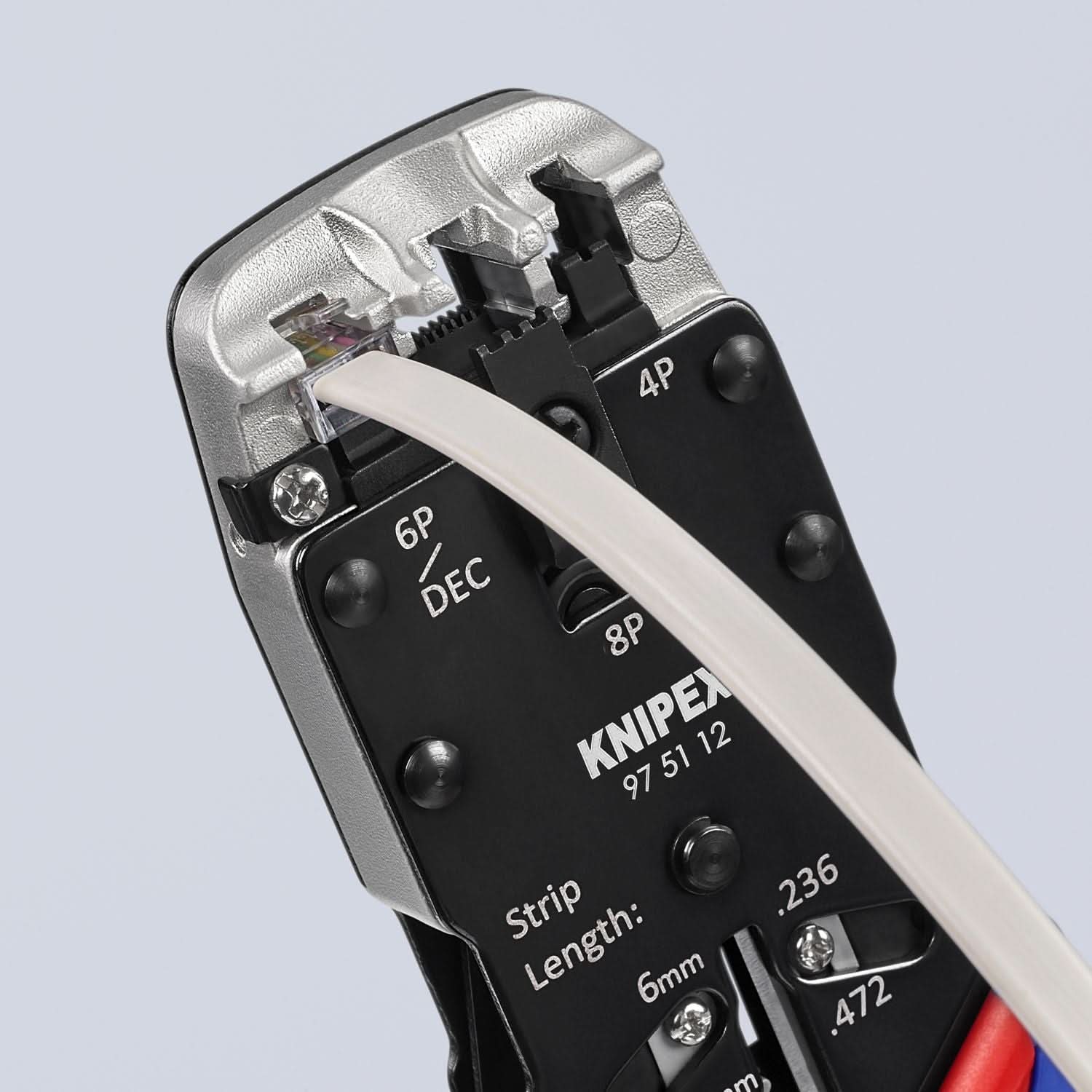 Knipex 97 51 12 Crimping Pliers-For 4, 6 and 8 Pole Western Plug Type