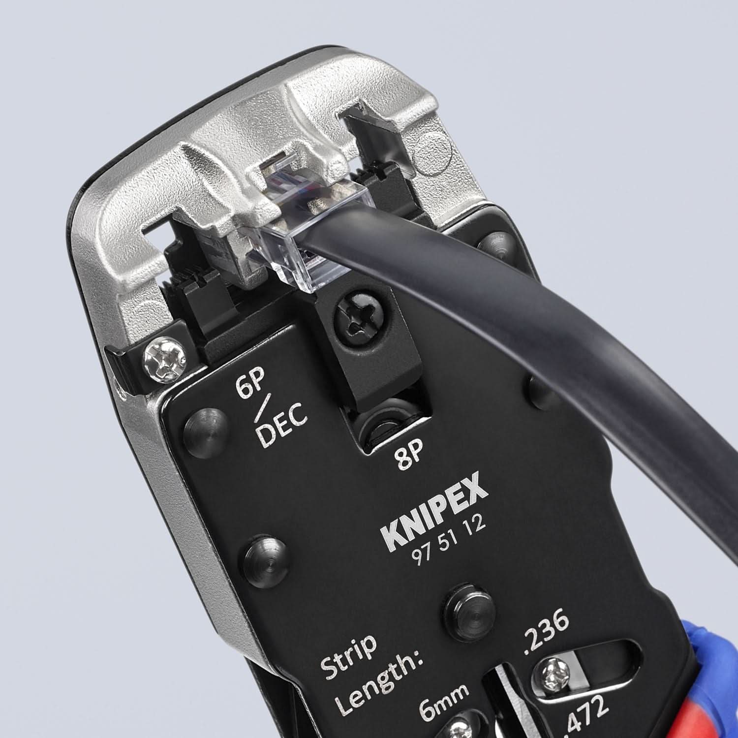 Knipex 97 51 12 Crimping Pliers-For 4, 6 and 8 Pole Western Plug Type
