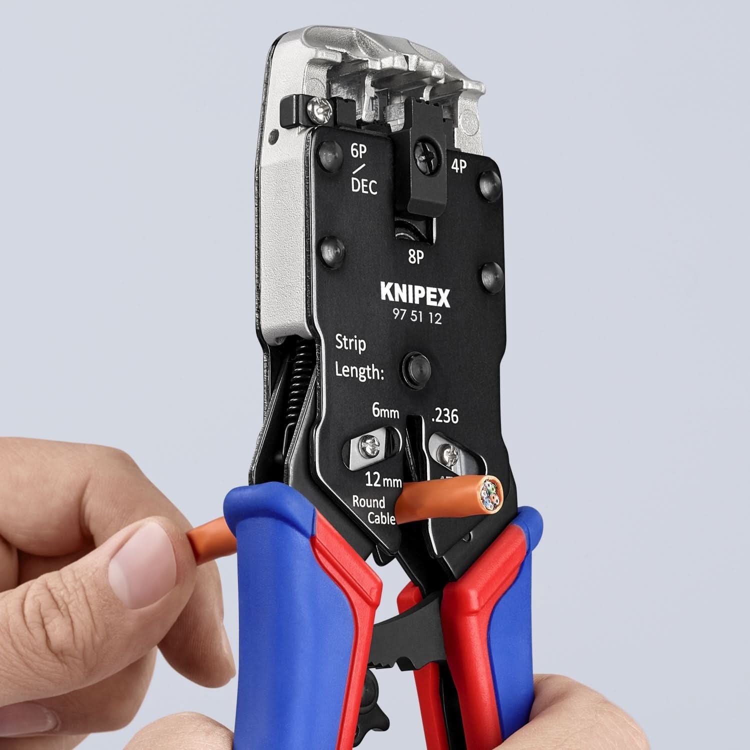 Knipex 97 51 12 Crimping Pliers-For 4, 6 and 8 Pole Western Plug Type