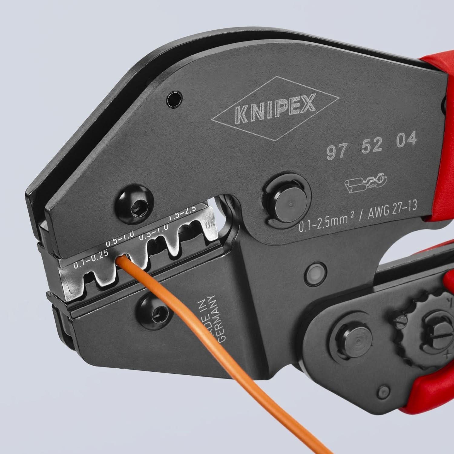 Knipex 97 52 04 Crimping Pliers For Non-Insulated Open Plug-Type Connectors (Plug Width 2.8 and 4.8 mm)