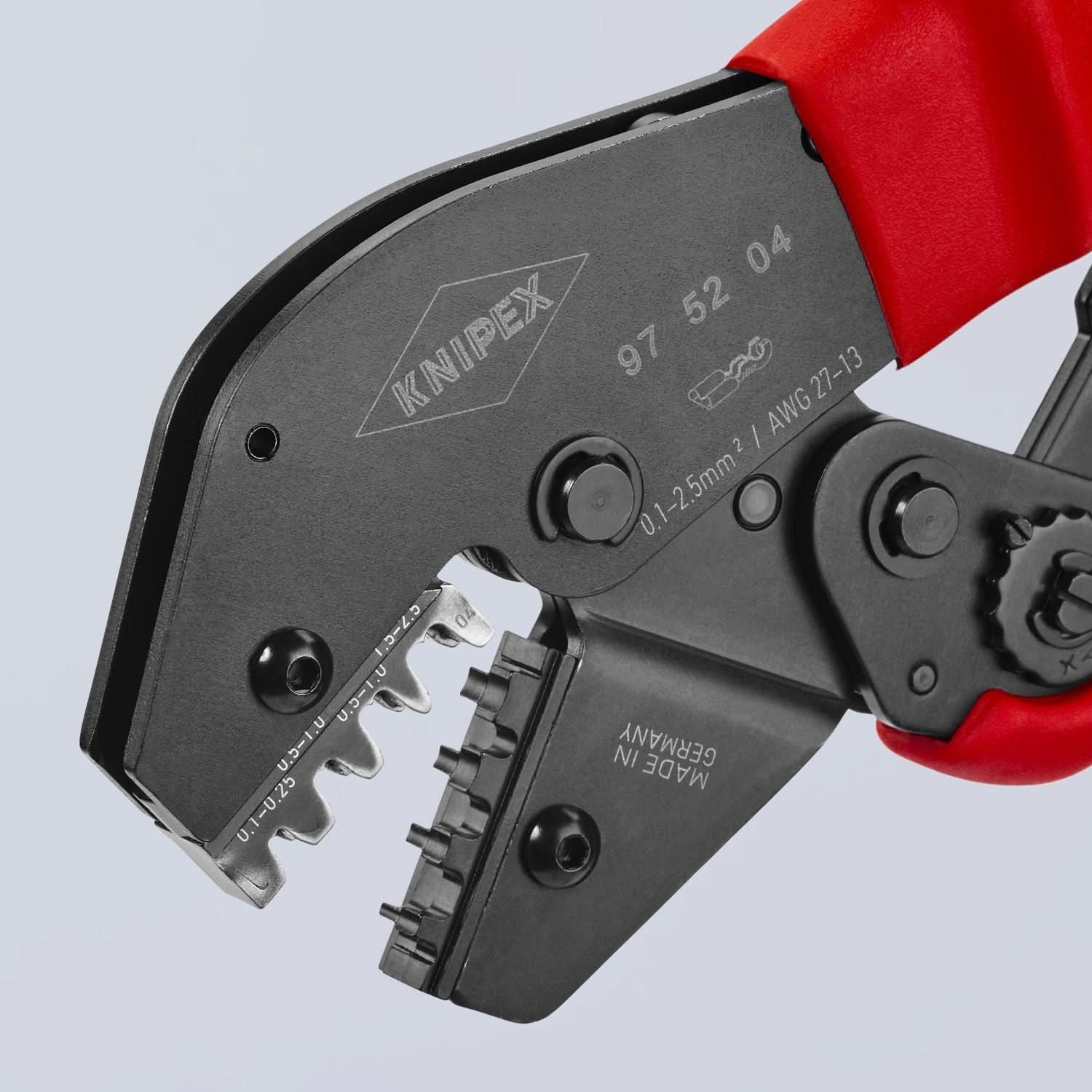 Knipex 97 52 04 Crimping Pliers For Non-Insulated Open Plug-Type Connectors (Plug Width 2.8 and 4.8 mm)