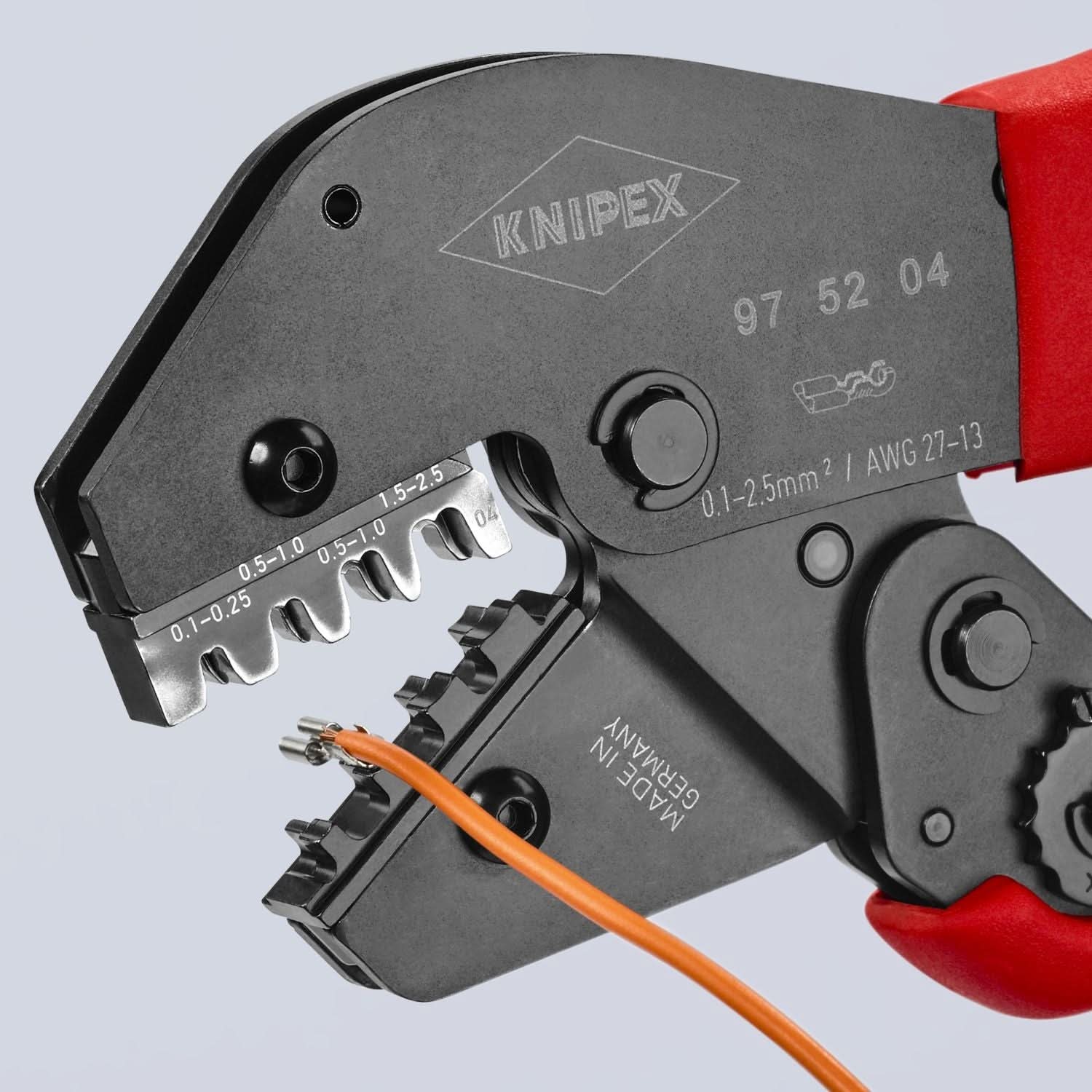 Knipex 97 52 04 Crimping Pliers For Non-Insulated Open Plug-Type Connectors (Plug Width 2.8 and 4.8 mm)