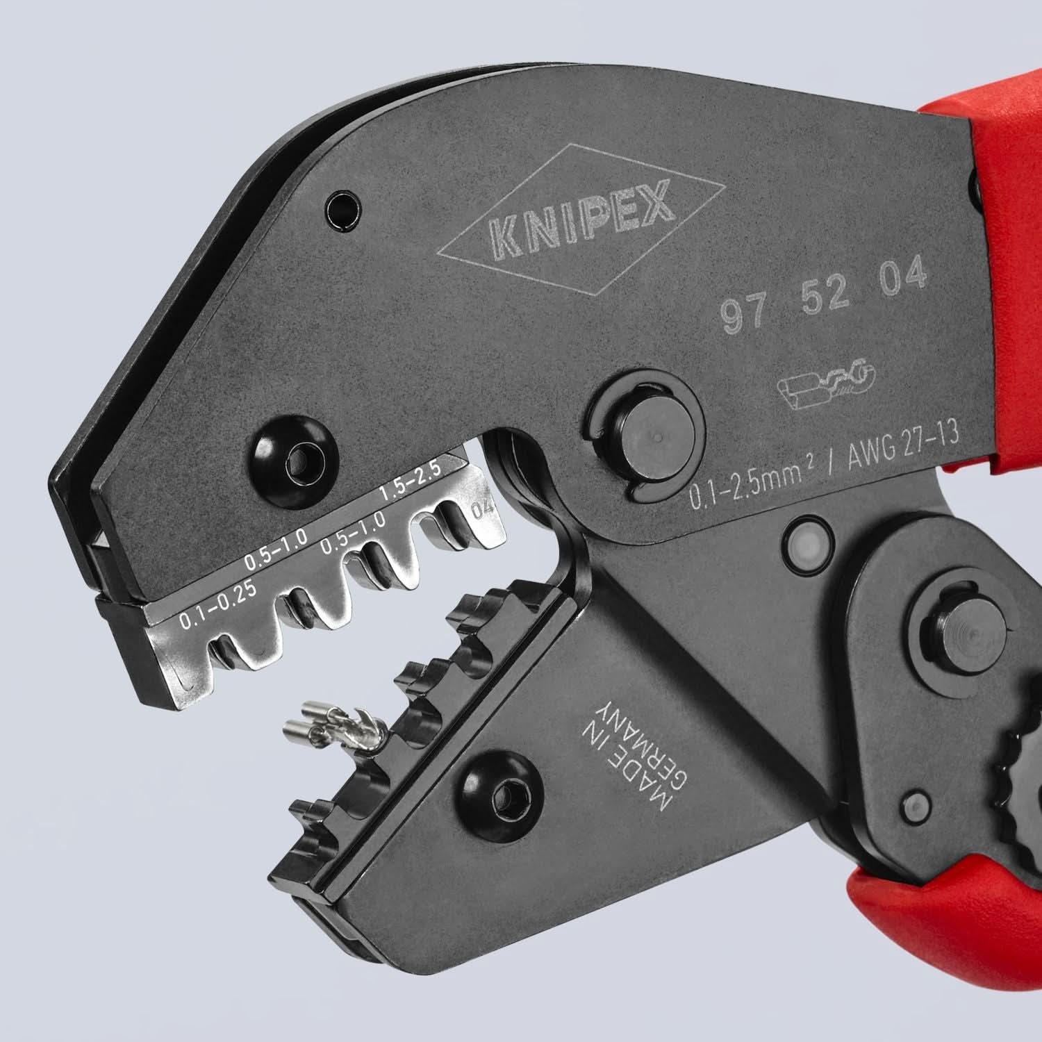 Knipex 97 52 04 Crimping Pliers For Non-Insulated Open Plug-Type Connectors (Plug Width 2.8 and 4.8 mm)