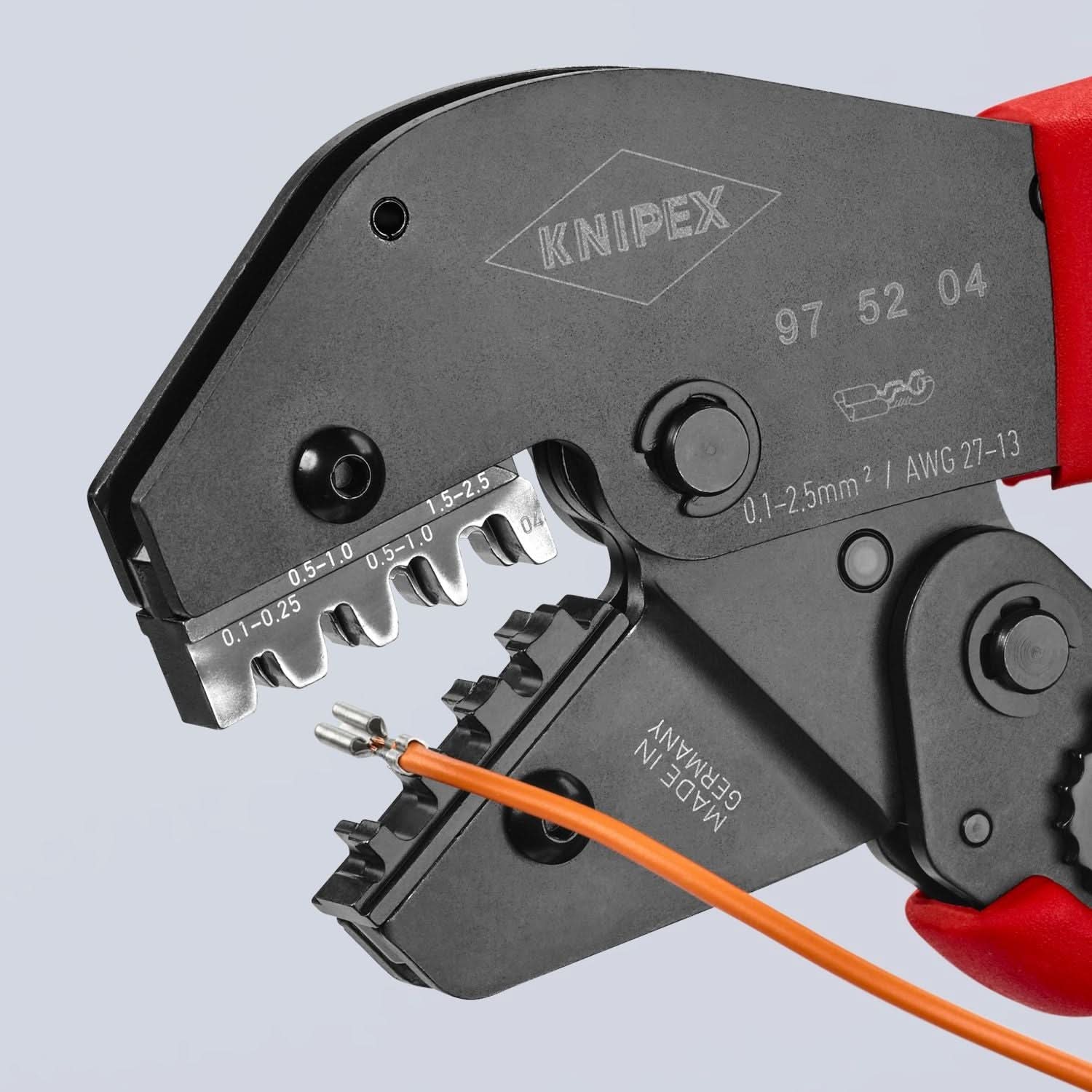 Knipex 97 52 04 Crimping Pliers For Non-Insulated Open Plug-Type Connectors (Plug Width 2.8 and 4.8 mm)