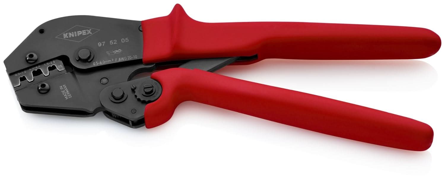 Knipex 97 52 05 Crimping Pliers For Non-Insulated Open Plug-Type Connectors (Plug Width 4.8 and 6.3 mm)