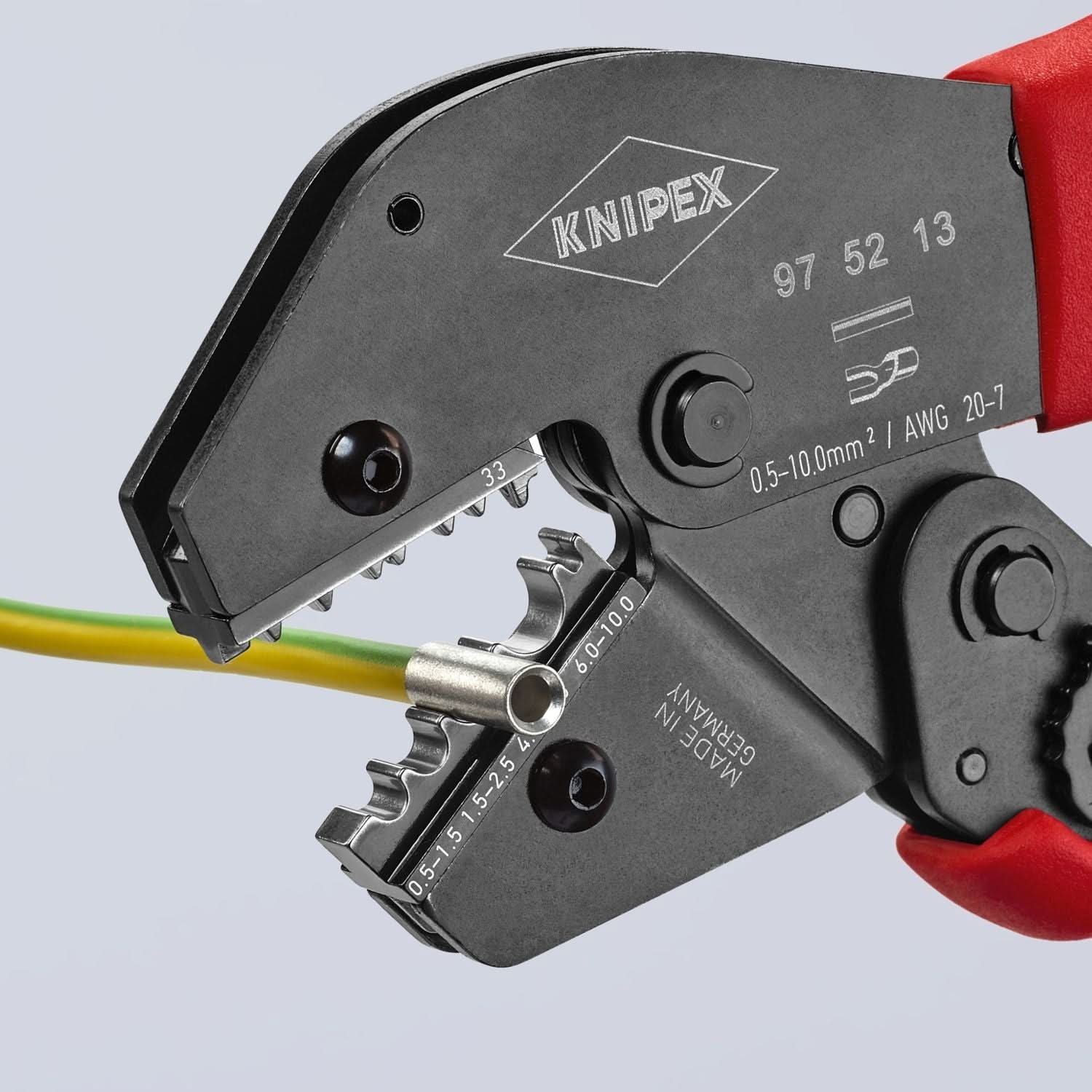 Knipex 97 52 13 Crimping Pliers For Non-insulated Crimp Terminals, Tube and Compression Cable Lugs
