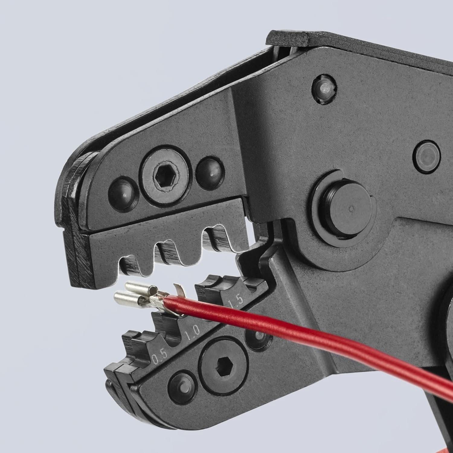 Knipex 97 52 14 Crimping Pliers For Non-Insulated Open Plug-Type Connectors (Plug Width 2.8 and 4.8 mm)