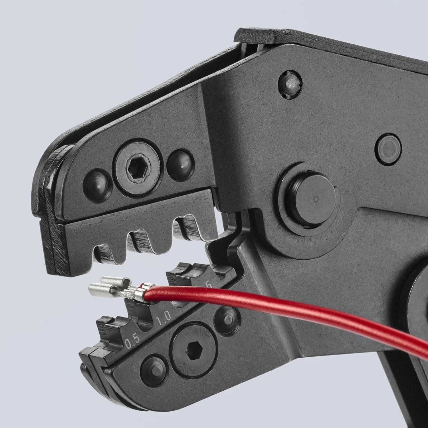Knipex 97 52 14 Crimping Pliers For Non-Insulated Open Plug-Type Connectors (Plug Width 2.8 and 4.8 mm)
