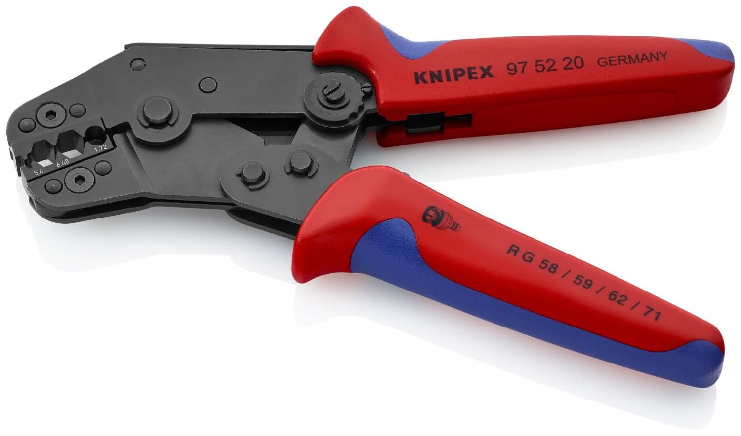 Knipex 97 52 20 Crimping Pliers for COAX, BNC and TNC Connectors RG 58/59/62/71/223