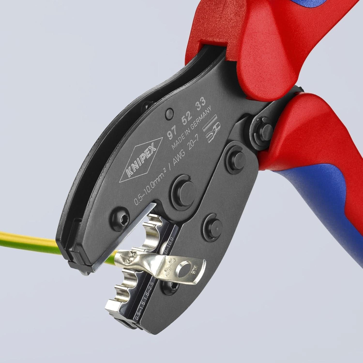 Knipex 97 52 33 Crimping Pliers For Non-insulated Crimp Terminals, Tube and Compression Cable Lugs