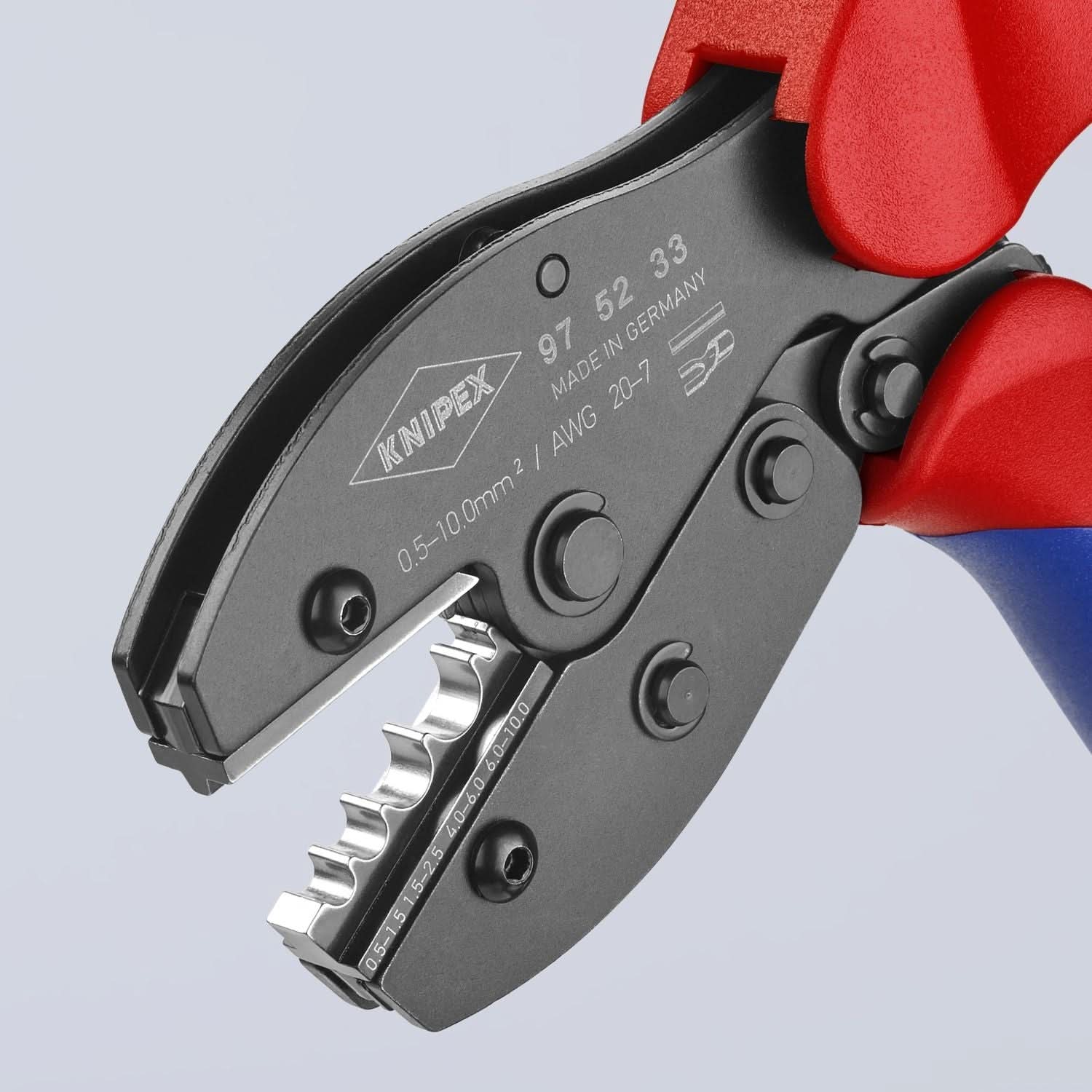 Knipex 97 52 33 Crimping Pliers For Non-insulated Crimp Terminals, Tube and Compression Cable Lugs